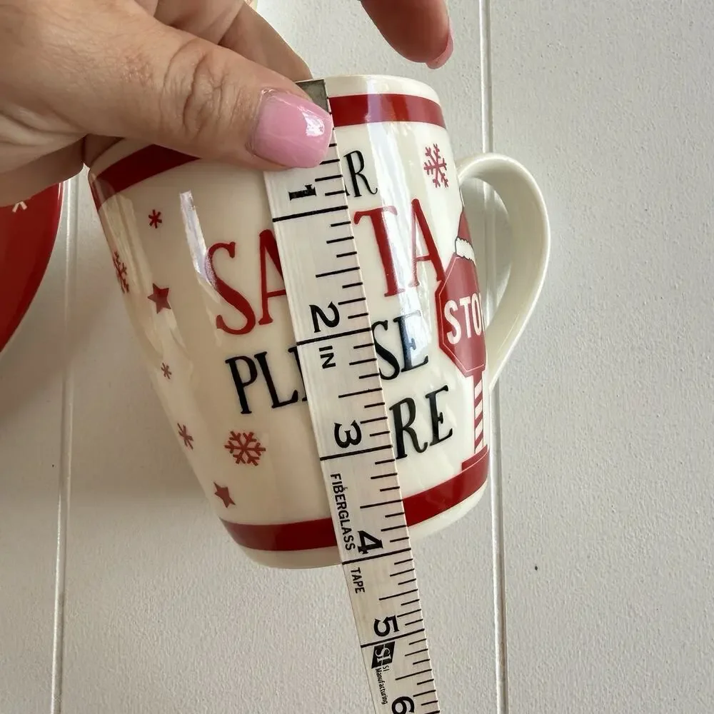 Christmas Stoneware Cookies For Santa Plate & Dear Santa Please Stop Here Mug
